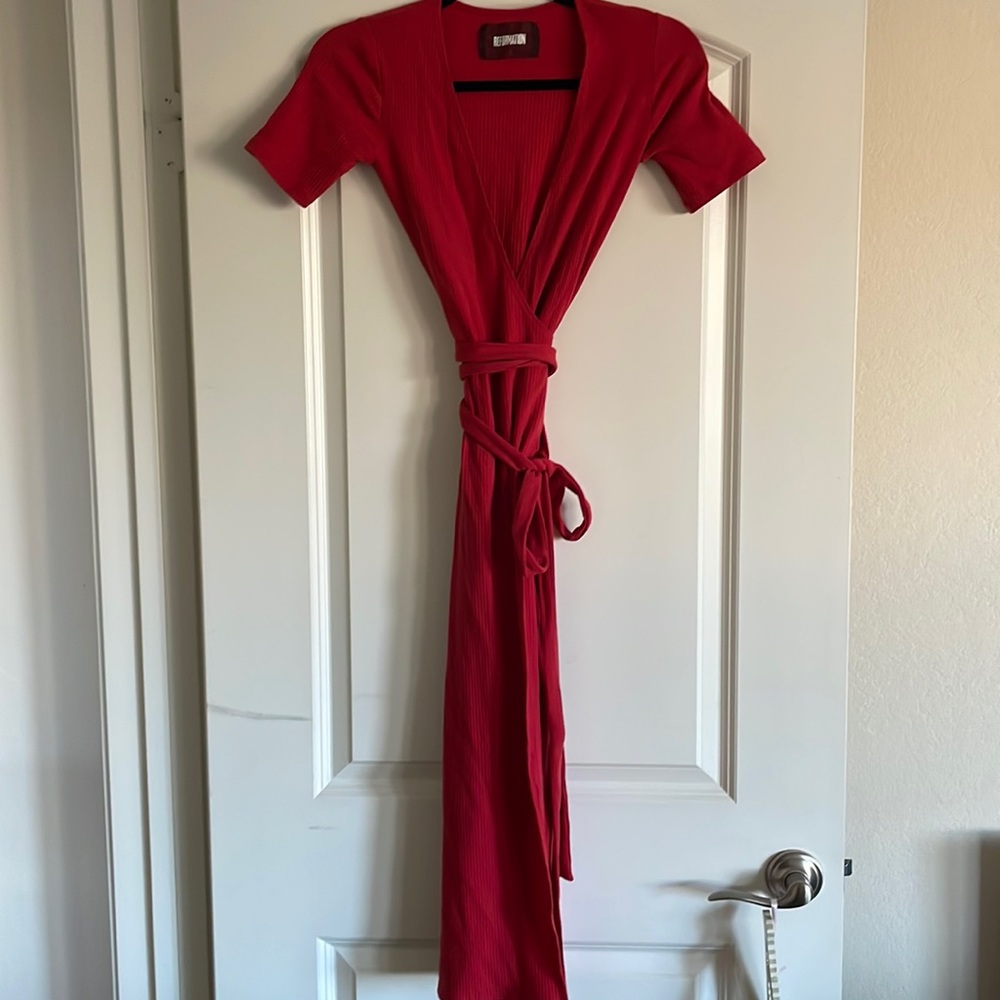 COPY - Stretchy red wrap dress.